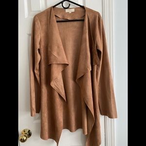 Faux Suede drape jacket
